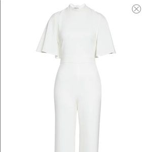 Vince Camuto Mock Neck Flutter Sleeve Tie Back Jumpsuit White (12) NWT